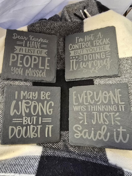 Set Of 4 Funny Quote Coasters