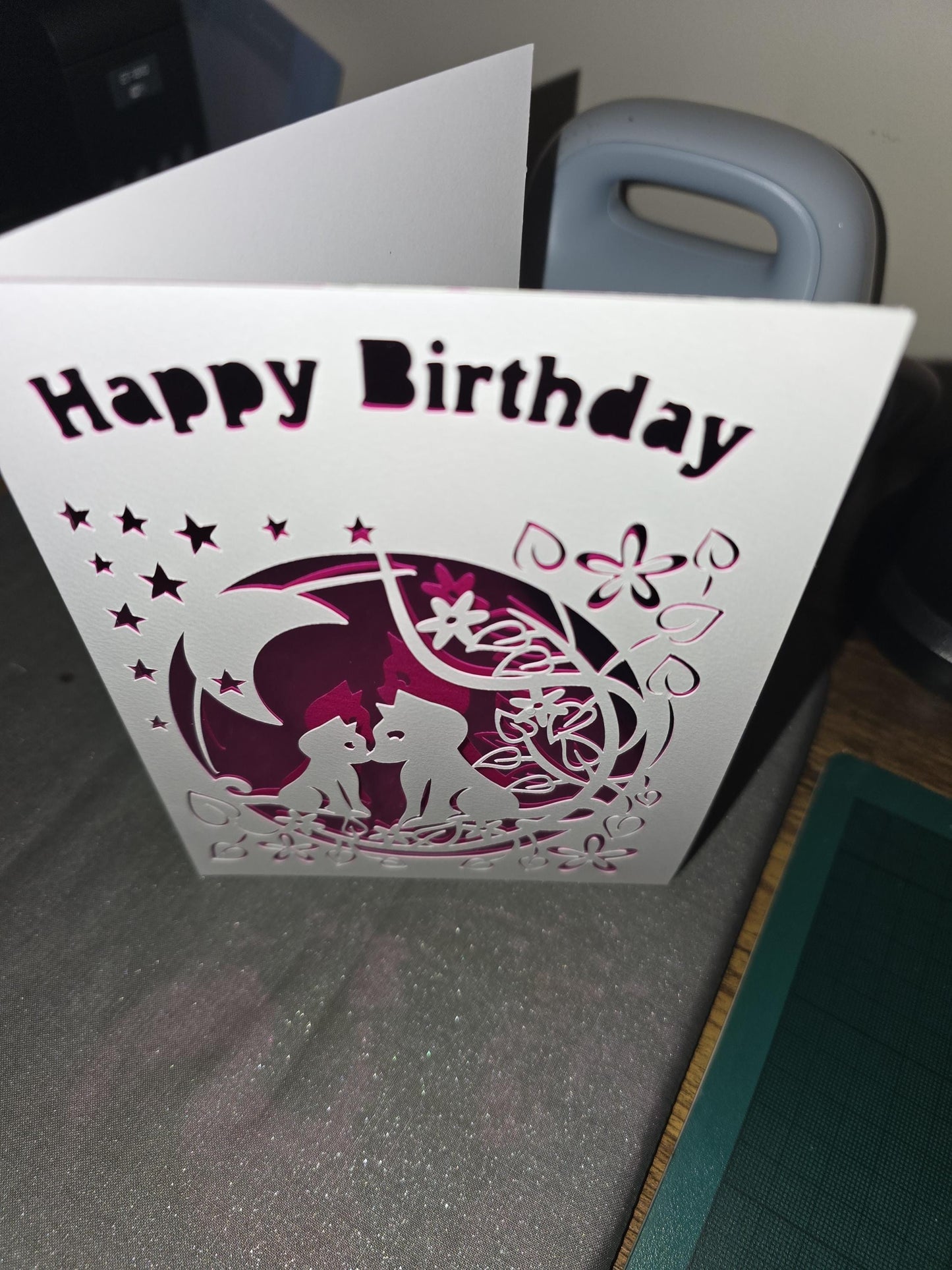 Happy Birthday Cat,Stars,Moon Card