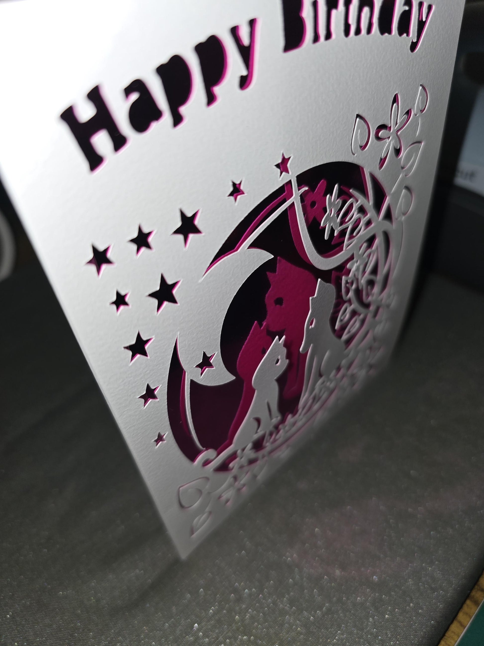 Happy Birthday Cat,Stars,Moon Card